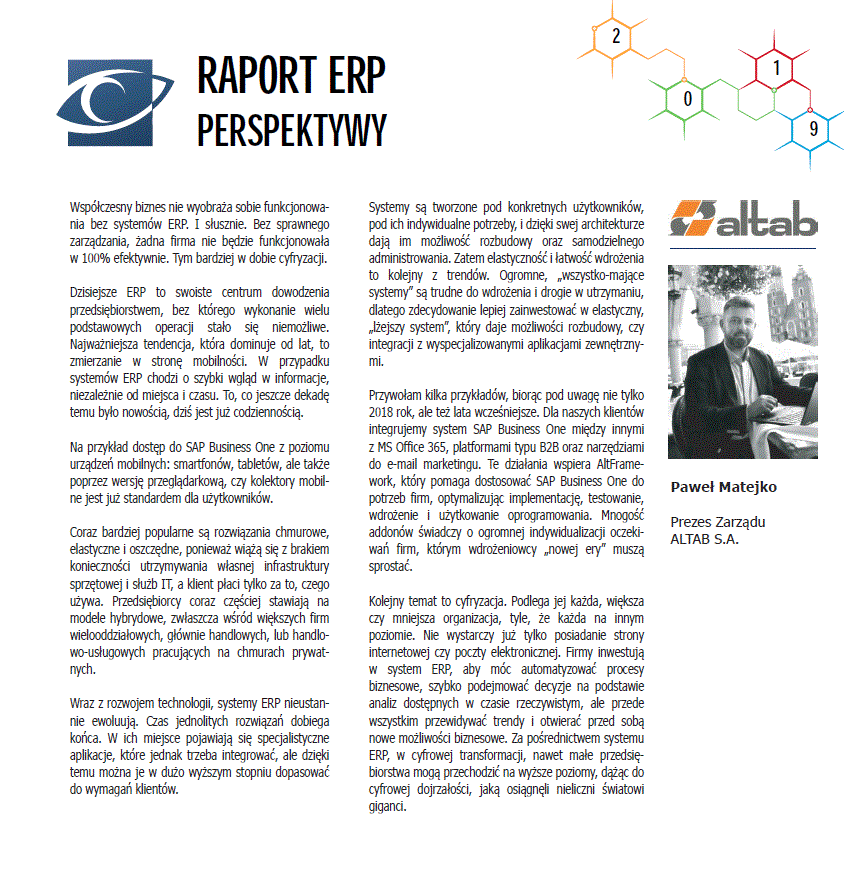 Raport systemów ERP Perspektywy