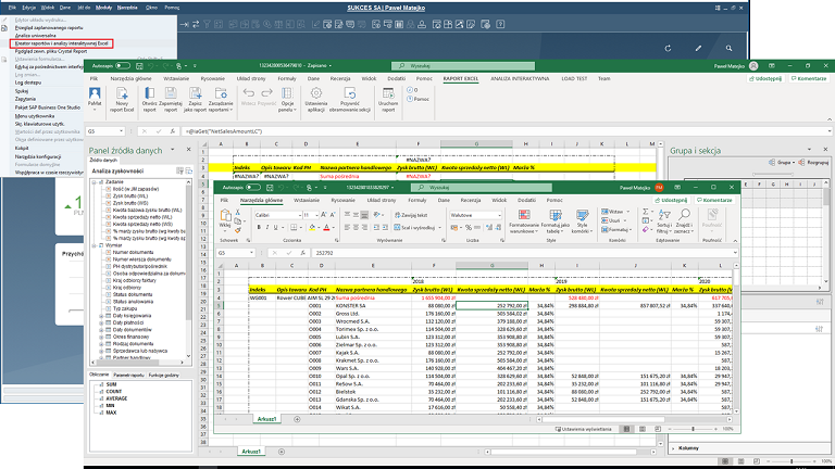Kreator raportów i analizy interaktywnej Excel