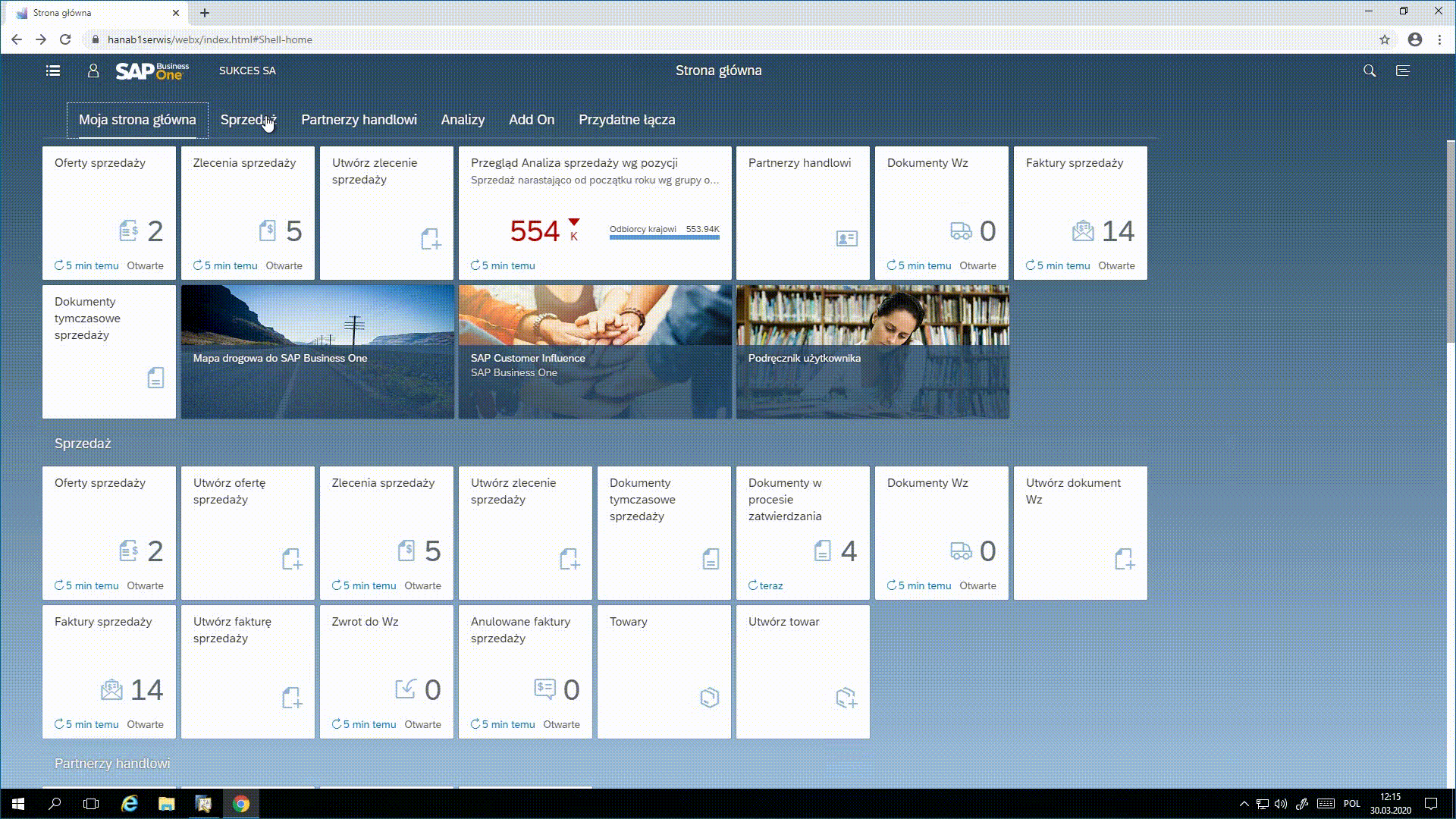 SAP Business One 10 ekran