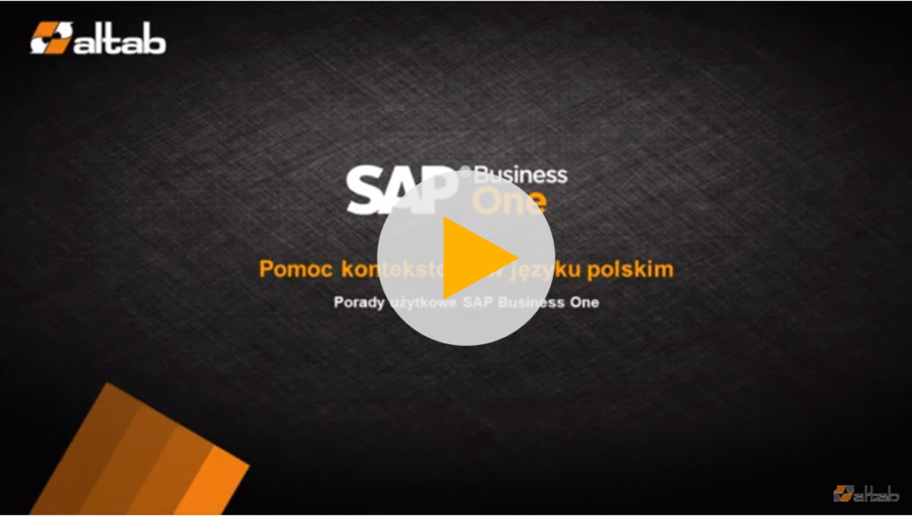 Help kontekstowy w SAP Business One HANA